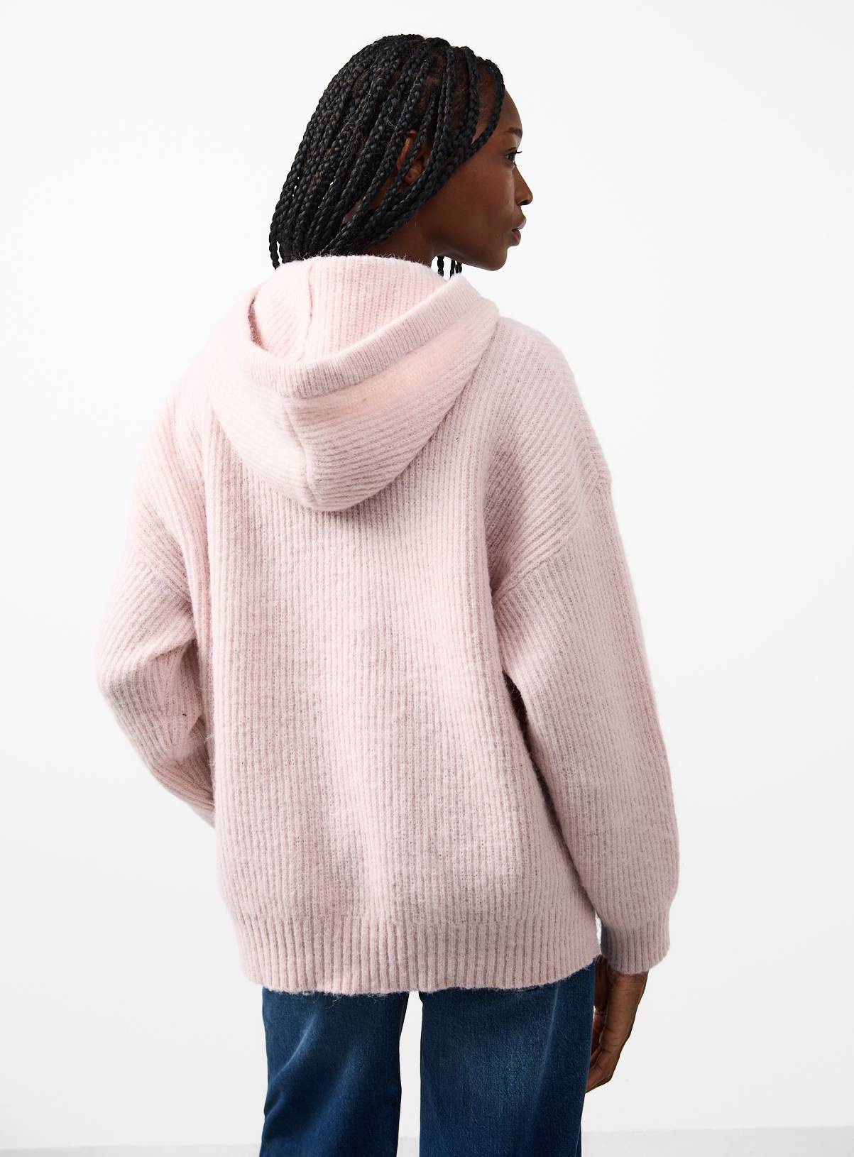 Pale Pink Ribbed Hooded Jumper 8 - Image 4